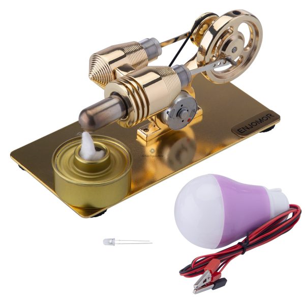 Stirling Engine Model with Electric Generator: Single-Cylinder Engine Toy