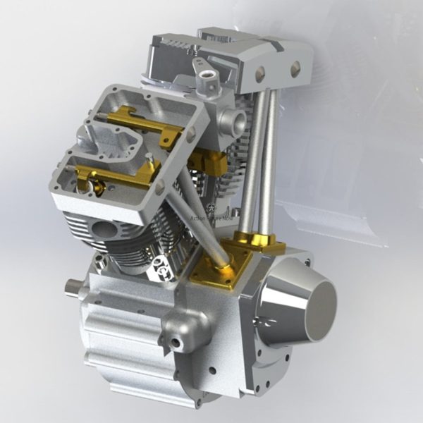 CISON FG-VT157 15.7cc OHV V-Twin Shovelhead Engine Air-Cooled 4-Stroke Gasoline Motorcycle RC Engine