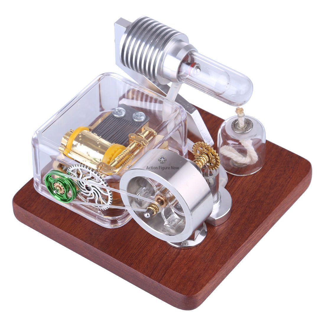 Stirling Engine Model with Rotating Mechanical Music Box STEM Educational Toy Stirling Engine Model with Rotating Mechanical Music Box STEM Educational Toy