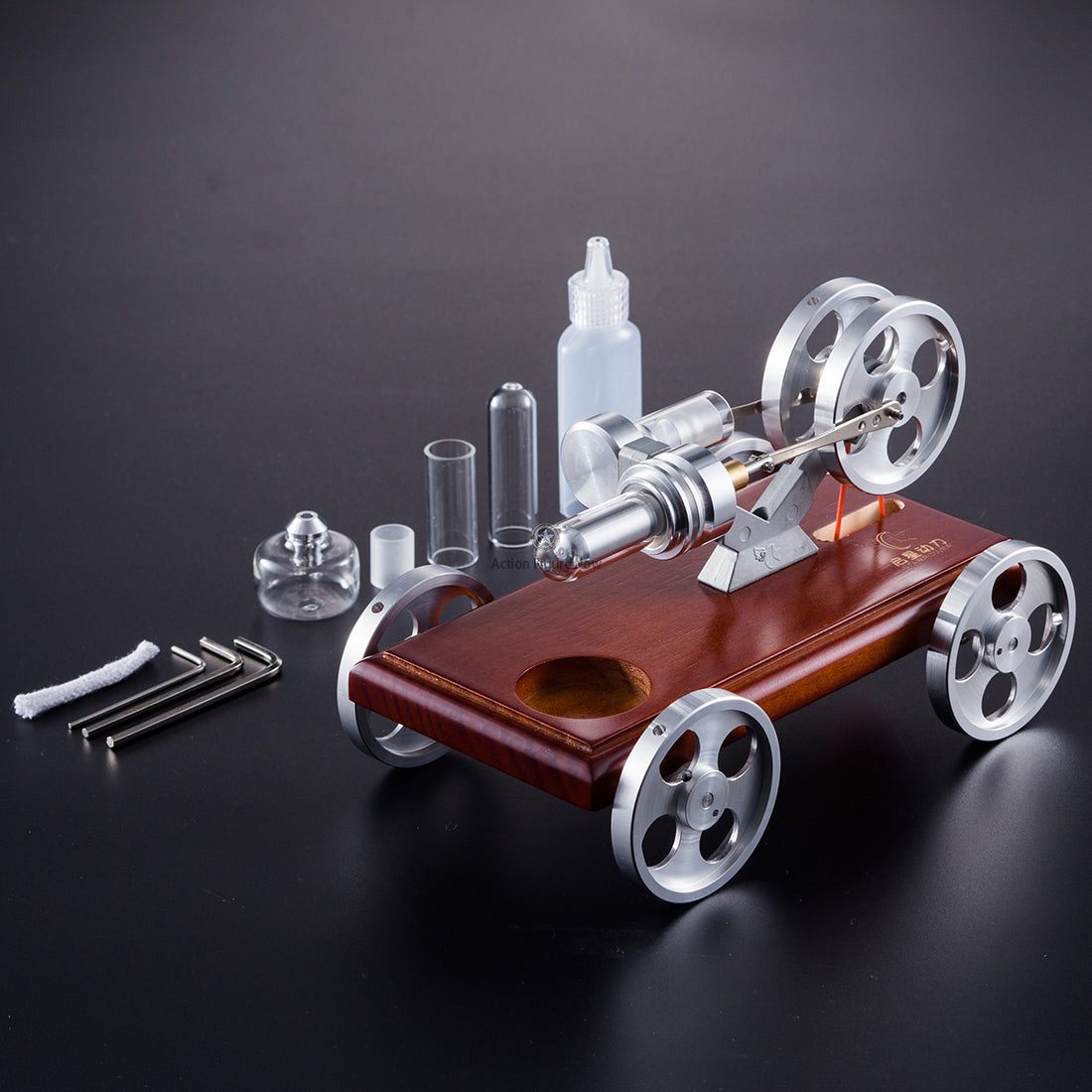ENJOMOR Stirling Engine Tricycle: Walkable, Manually Steerable Car Model Toy ENJOMOR Stirling Engine Tricycle: Walkable, Manually Steerable Car Model Toy