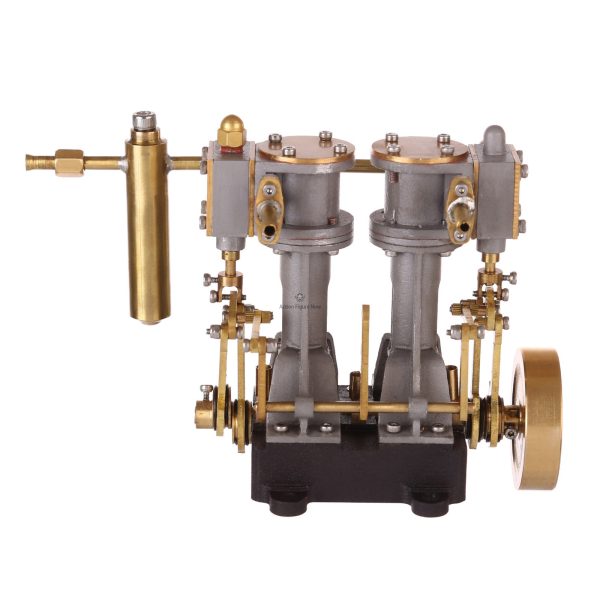 Mini Double-Cylinder Compound Steam Engine with Reversing Mechanism for Steamboats, RC Boats, and Model Ships