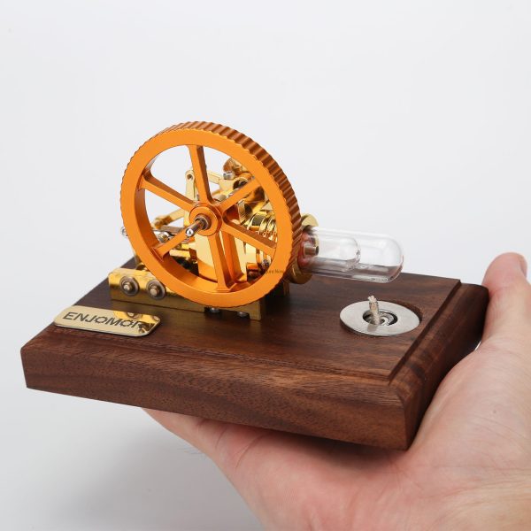 ENJOMOR Mini Gamma Hot Air Stirling Engine Model | External Combustion Educational Toy