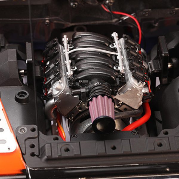 V8 Engine Model Kit with Cooling Fan and Hood Fan Radiator for Traxxas TRX-4