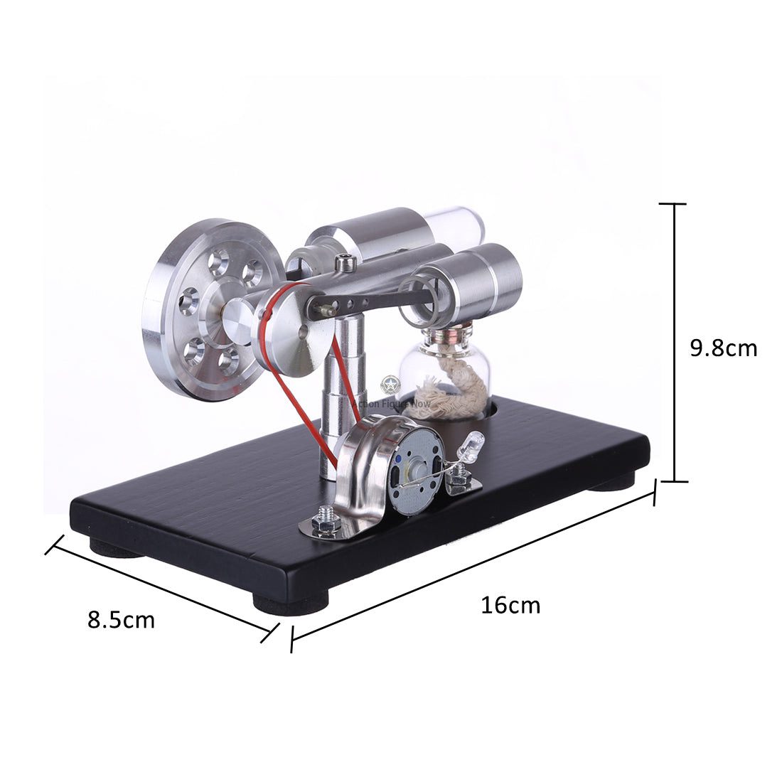 Shape Stirling Engine Generator Model with LED Lights and Digital Voltage Display - STEM Educational Model