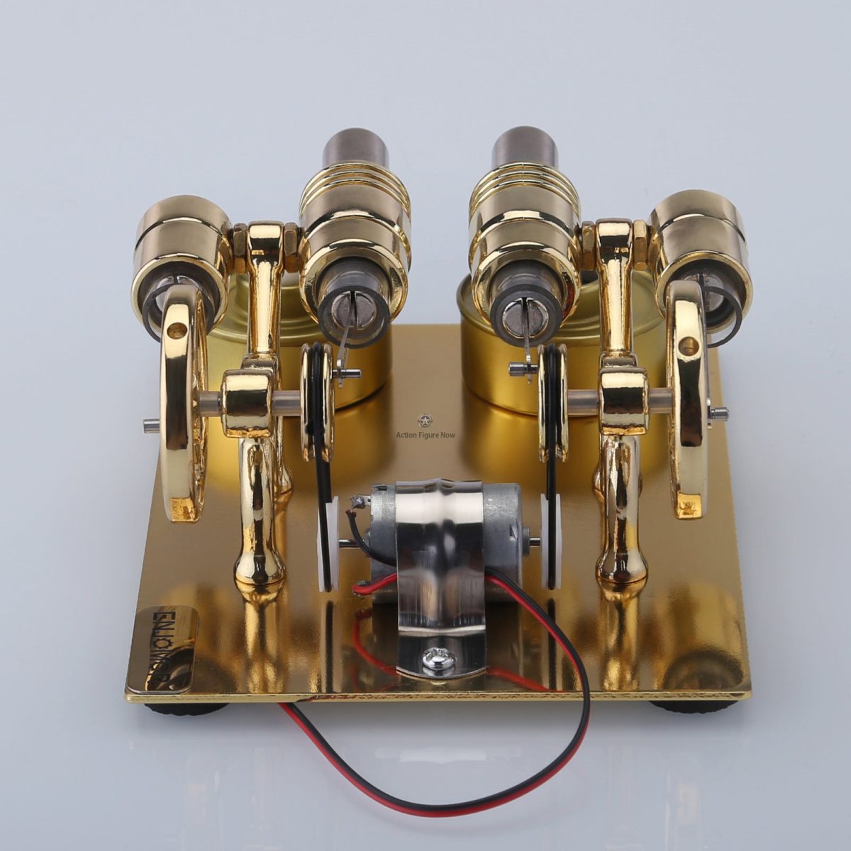 ENJOMOR Parallel 4-Cylinder Hot Air Stirling Engine Generator with Light Bulb and Voltmeter - STEM Toys