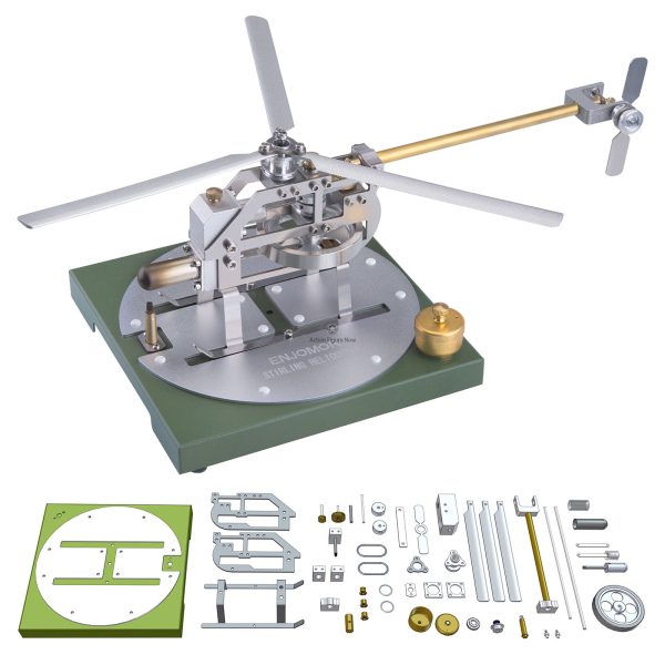 ENJOMOR Stirling Engine Helicopter Model Kit - Gamma Hot Air Stirling Engine Model Kit for DIY Assembly - STEM Educational Toy