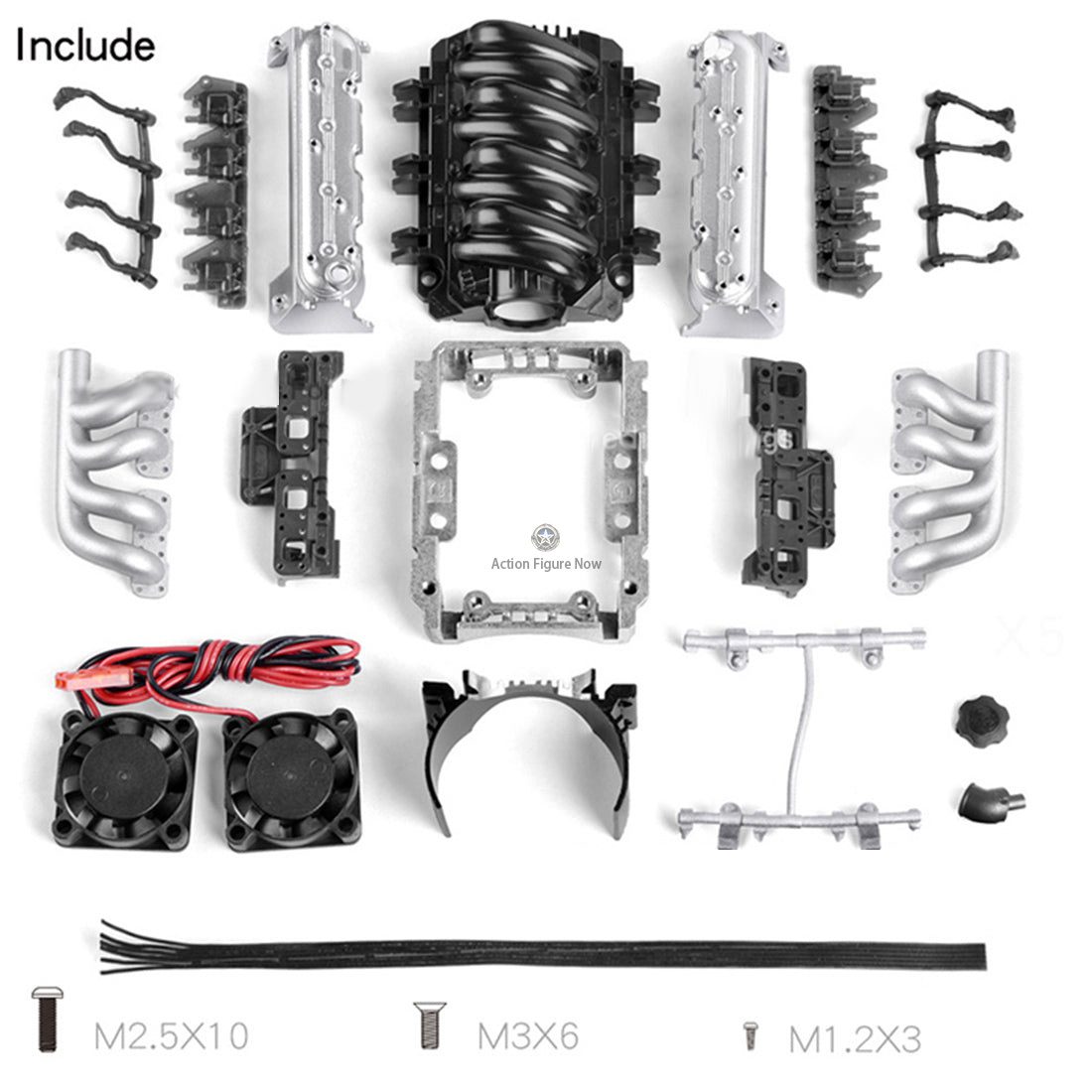 V8 RC Engine Cooling Fan Kit with Radiator, Motor, and Hood for 1/10 Scale Cars (GRC LS7 Motor) V8 RC Engine Cooling Fan Kit with Radiator, Motor, and Hood for 1/10 Scale Cars (GRC LS7 Motor)