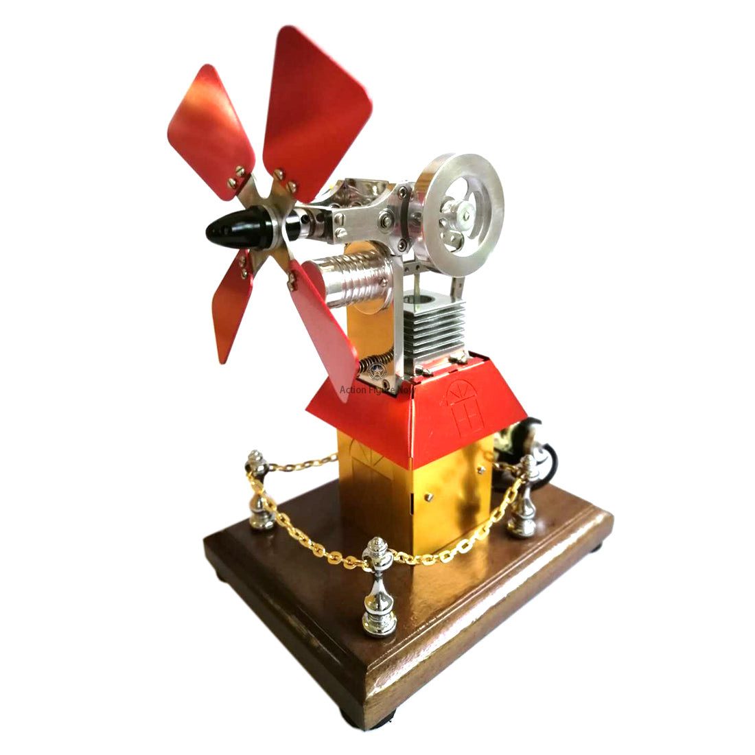 Stirling Engine Model with Butane Fuel and Windmill Cabin