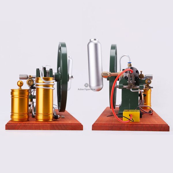 Retro Horizontal Mill Engine Model, Stationary 4-Stroke Water-Cooled Gasoline Engine with Hot Bulb Engine Aesthetic