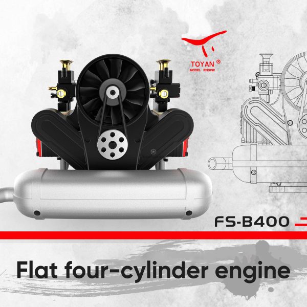 TOYAN Engine FS-B400 14cc Flat-Four Boxer Engine Horizontal-Opposed 4-Cylinder 4-Stroke Glow Plug H4 Engine Model