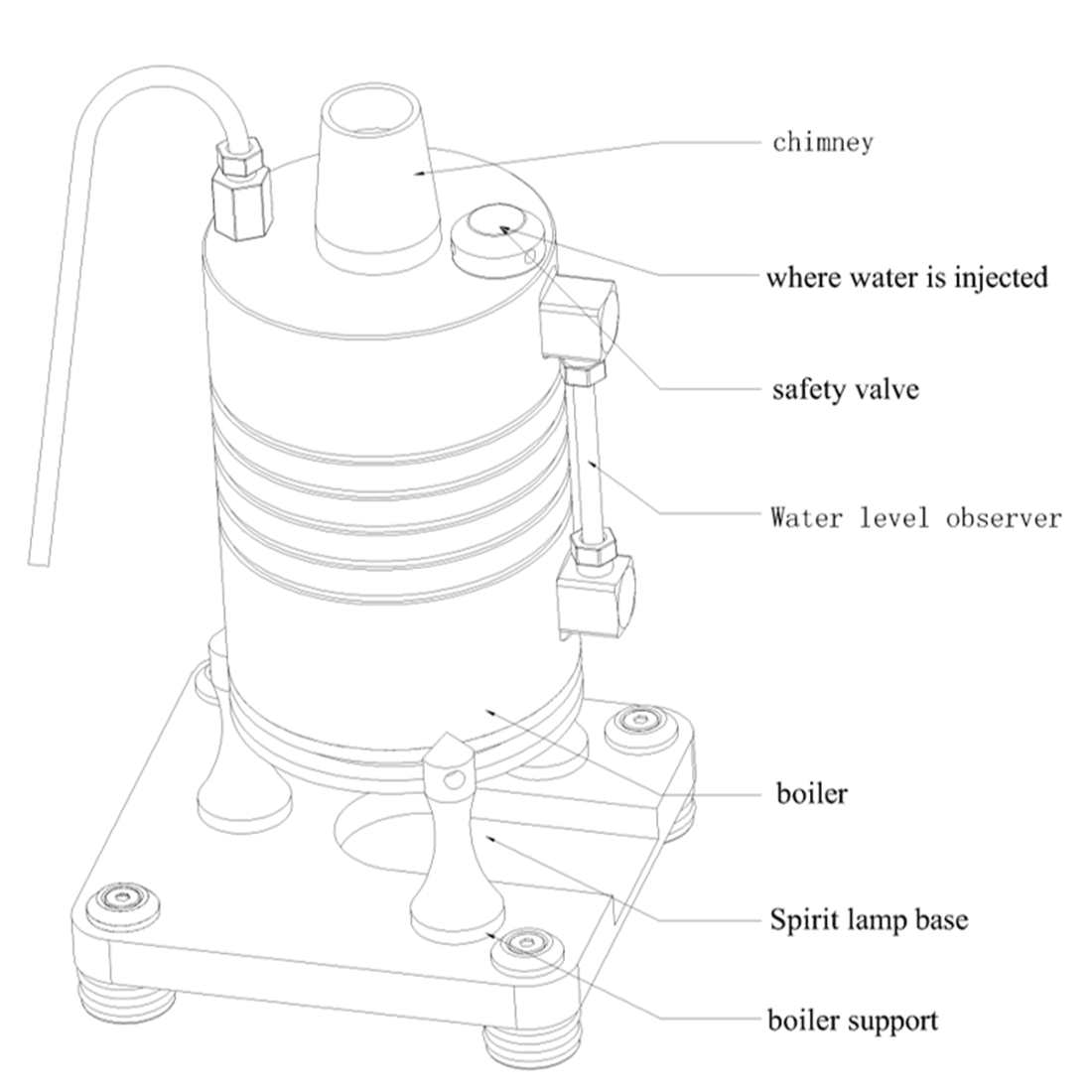 Full Metal Steam Generator Steam Heating Boiler with 4 Alcohol Lamps Steam Engine Model Kit