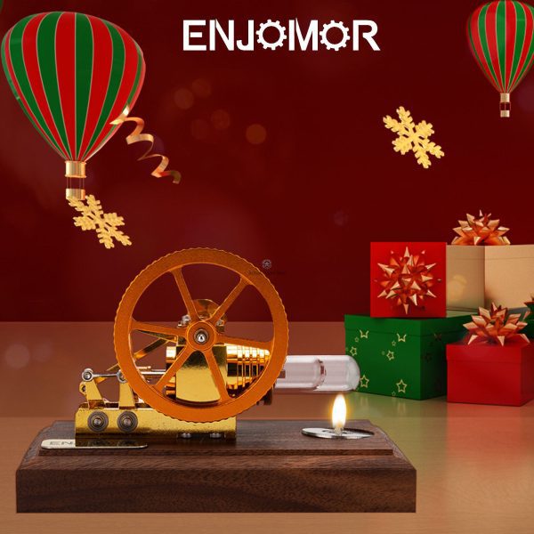 Enjomor Mini Gamma Hot Air Stirling Engine Model: Educational External Combustion Engine Toy