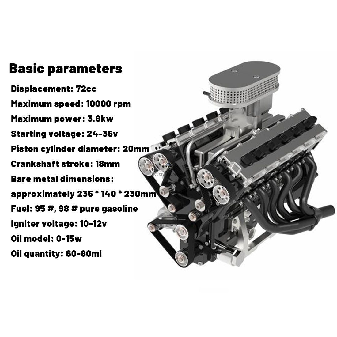 ENJOMOR V12 Internal Combustion Engine Model: 4-Stroke Water-Cooled DOHC 12-Cylinder 72CC Electric Gasoline V12 Engine Model ENJOMOR V12 Internal Combustion Engine Model: 4-Stroke Water-Cooled DOHC 12-Cylinder 72CC Electric Gasoline V12 Engine Model