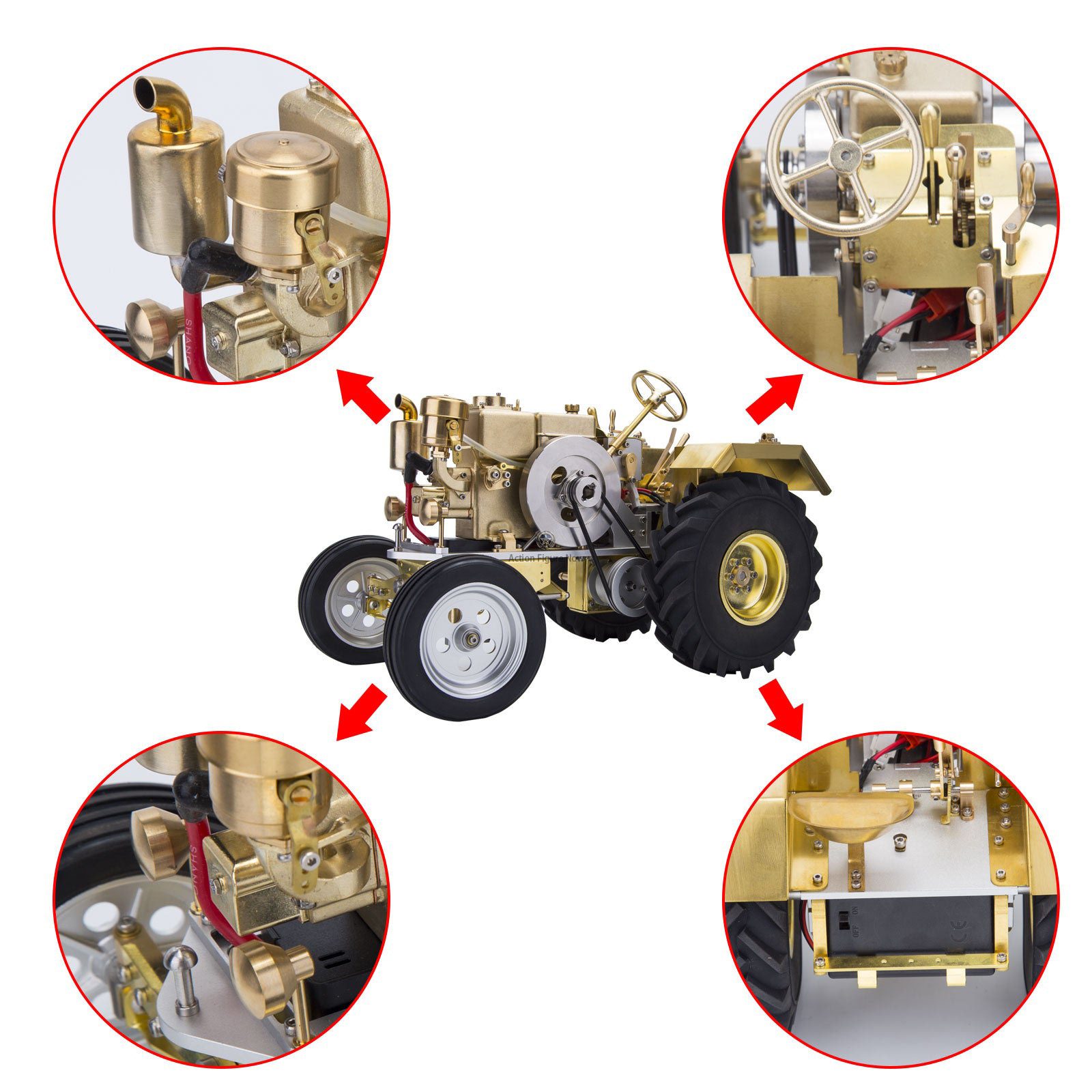 Antique Tractor Model with Mini Water-cooled Single-cylinder Gasoline Engine Antique Tractor Model with Mini Water-cooled Single-cylinder Gasoline Engine