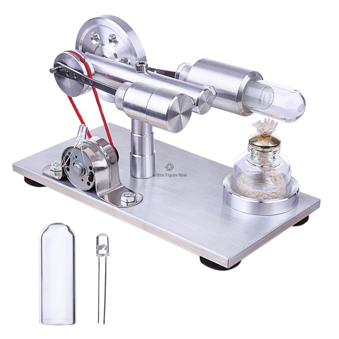 Stirling Engine Model Generator with Multi-Colored LED Lighting for Educational and Decorative Display