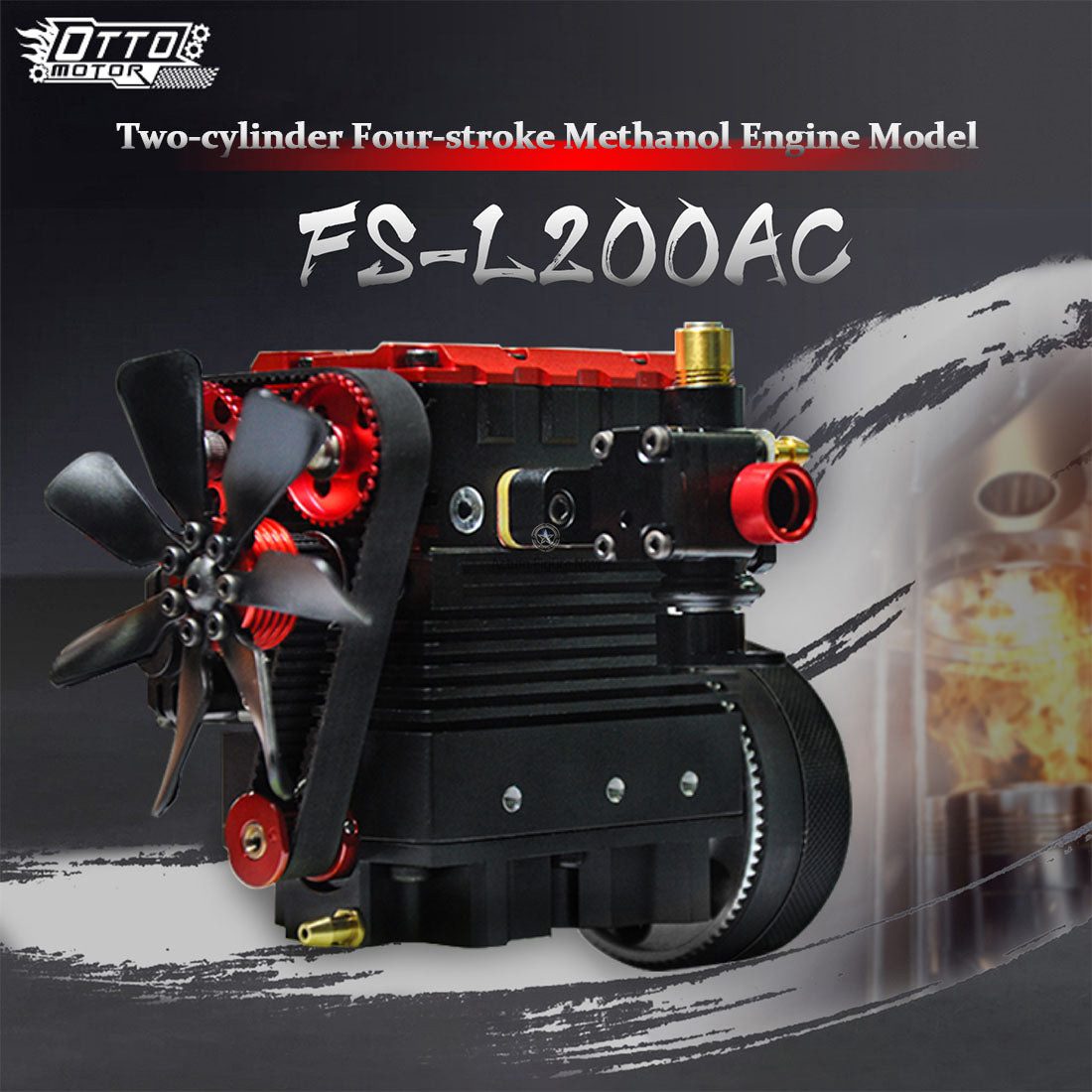 Otto Toyan FS-L200AC Engine - Single Overhead Camshaft (SOHC) 4-Stroke, Nitro-Fueled Model Engine Kit Otto Toyan FS-L200AC Engine - Single Overhead Camshaft (SOHC) 4-Stroke, Nitro-Fueled Model Engine Kit