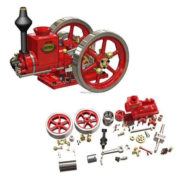 RETROL HM-01 One-Key Start Hit-and-Miss Engine with Starter Kit, Stand, and Accessories