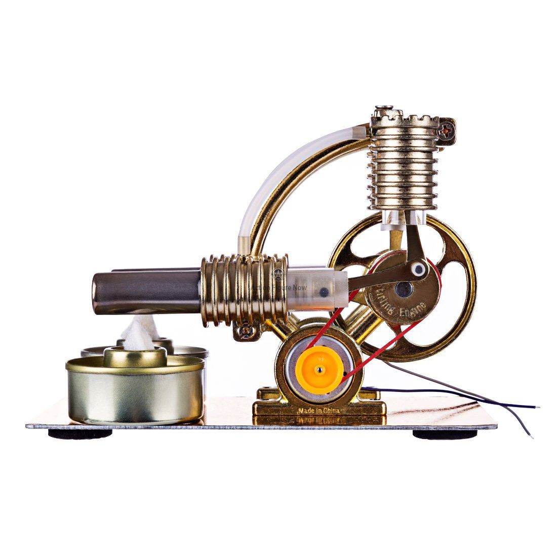 L-Shape 2-Cylinder Stirling Engine Generator with LED Bulb L-Shape 2-Cylinder Stirling Engine Generator with LED Bulb