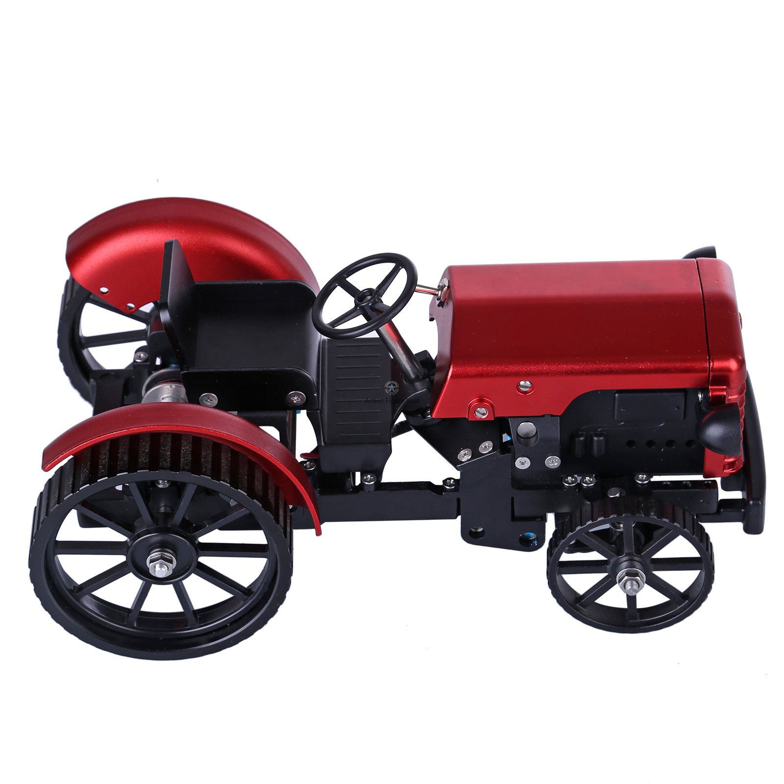 Teching Mini RC Tractor Assembly Kit: Educational Metal RC Hobby Model in Red Teching Mini RC Tractor Assembly Kit: Educational Metal RC Hobby Model in Red