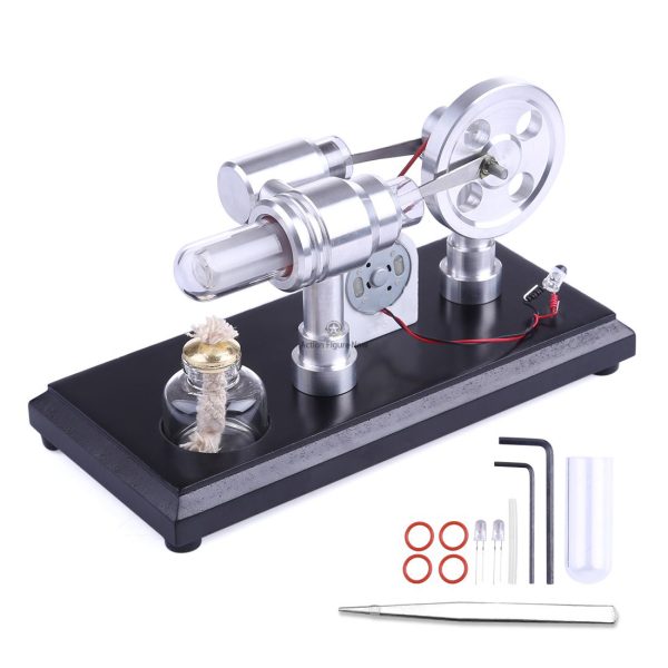 Stirling Engine Kit: Double-Cylinder Stirling Engine with LED Lights
