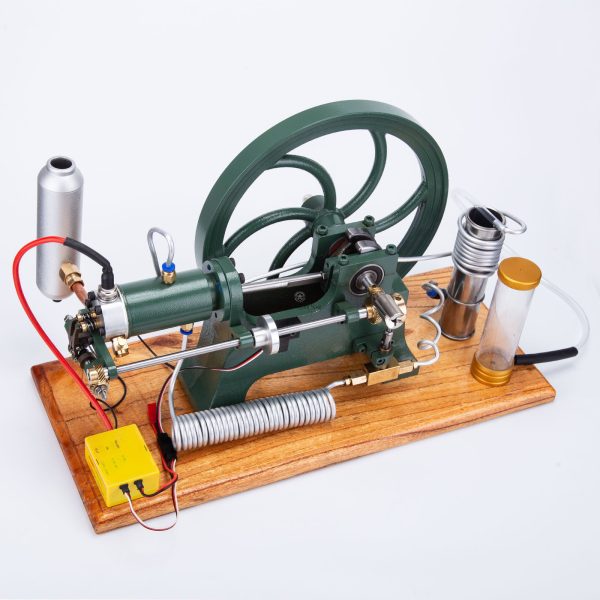 Horizontal Milled Stationary Steam Mill Engine: Hot Bulb Retro Look, 4-Stroke, Water-Cooled Gasoline Internal Combustion Engine Model