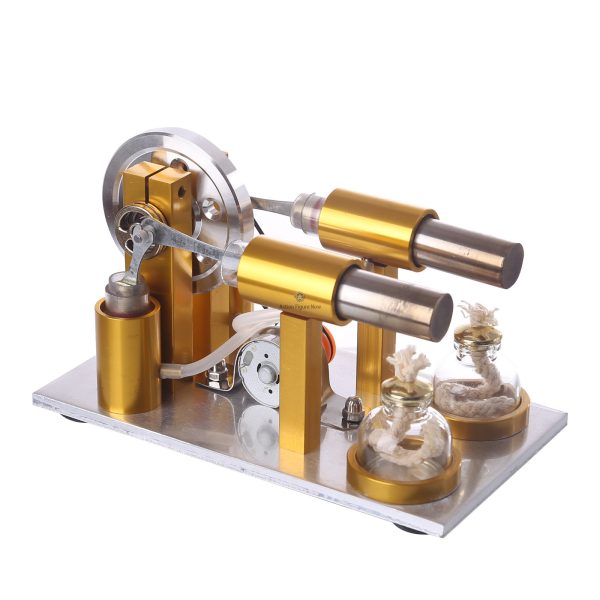 Deluxe Metal 2-Cylinder Stirling Engine Model for Science Education and Experimentation
