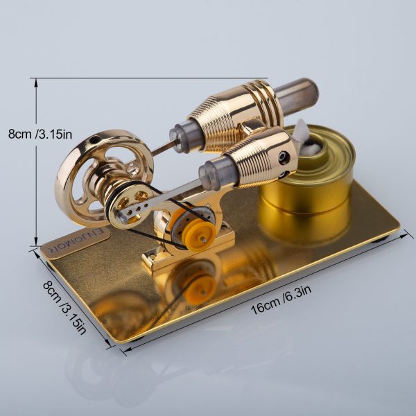 ENJOMOR Gamma-Type Stirling Engine Model External Combustion Engine, Mini Electric Generator with LED Light and Bulb - STEM Toy