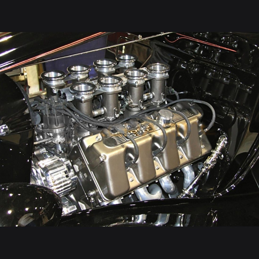 V8 Engine Model Kit with Hood, Fan, Radiator, Intake, and Motor for 1/10 RC Cars (GRC FST Motor Compatible) V8 Engine Model Kit with Hood, Fan, Radiator, Intake, and Motor for 1/10 RC Cars (GRC FST Motor Compatible)