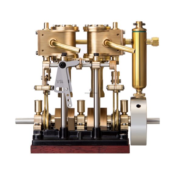 KACIO LS3-13S Vertical Steam Engine 2-Cylinder RC Reciprocating Steam Engine with Oil Cup Support Forward & Reverse Rotation Steam Model Boat