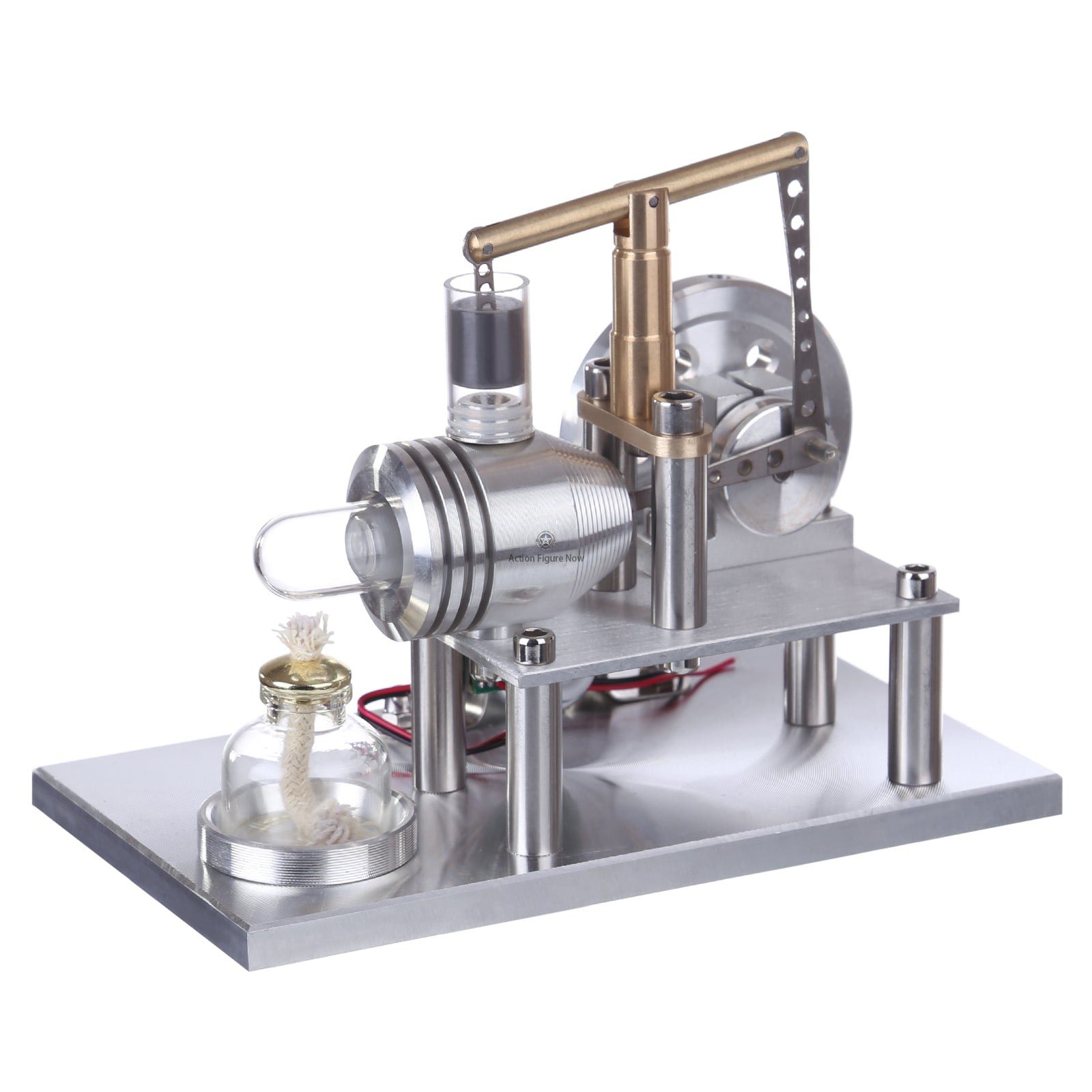 Custom Stirling Engine Generator Model with Voltage Digital Display and LED Bulb Custom Stirling Engine Generator Model with Voltage Digital Display and LED Bulb