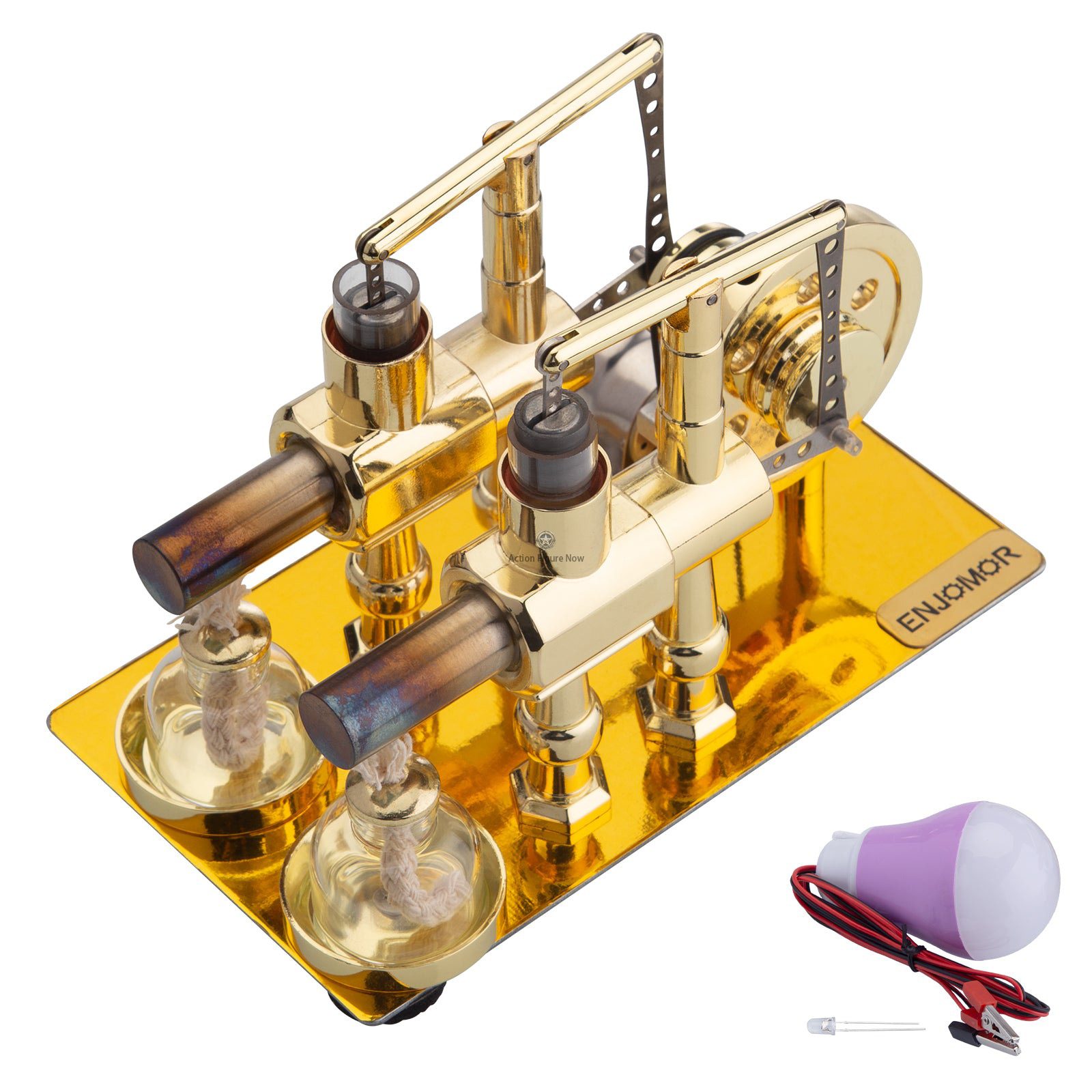 ENJOMOR Stirling Engine Hot Air External Combustion Model with LED Bulb Gift ENJOMOR Stirling Engine Hot Air External Combustion Model with LED Bulb Gift