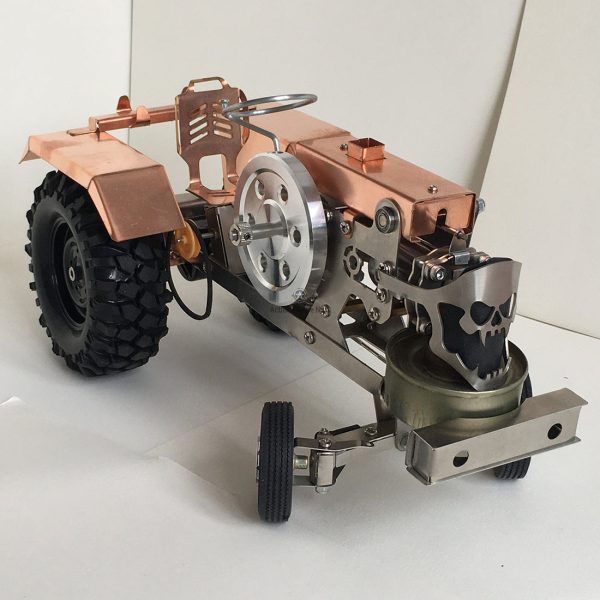 Movable Skeleton Head Stirling Engine Tractor