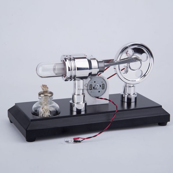 ENJOMOR Metal Gamma Hot-Air Stirling Engine Model with Lamp Beads for Educational Use, Perfect Engine Model Gift for Kids