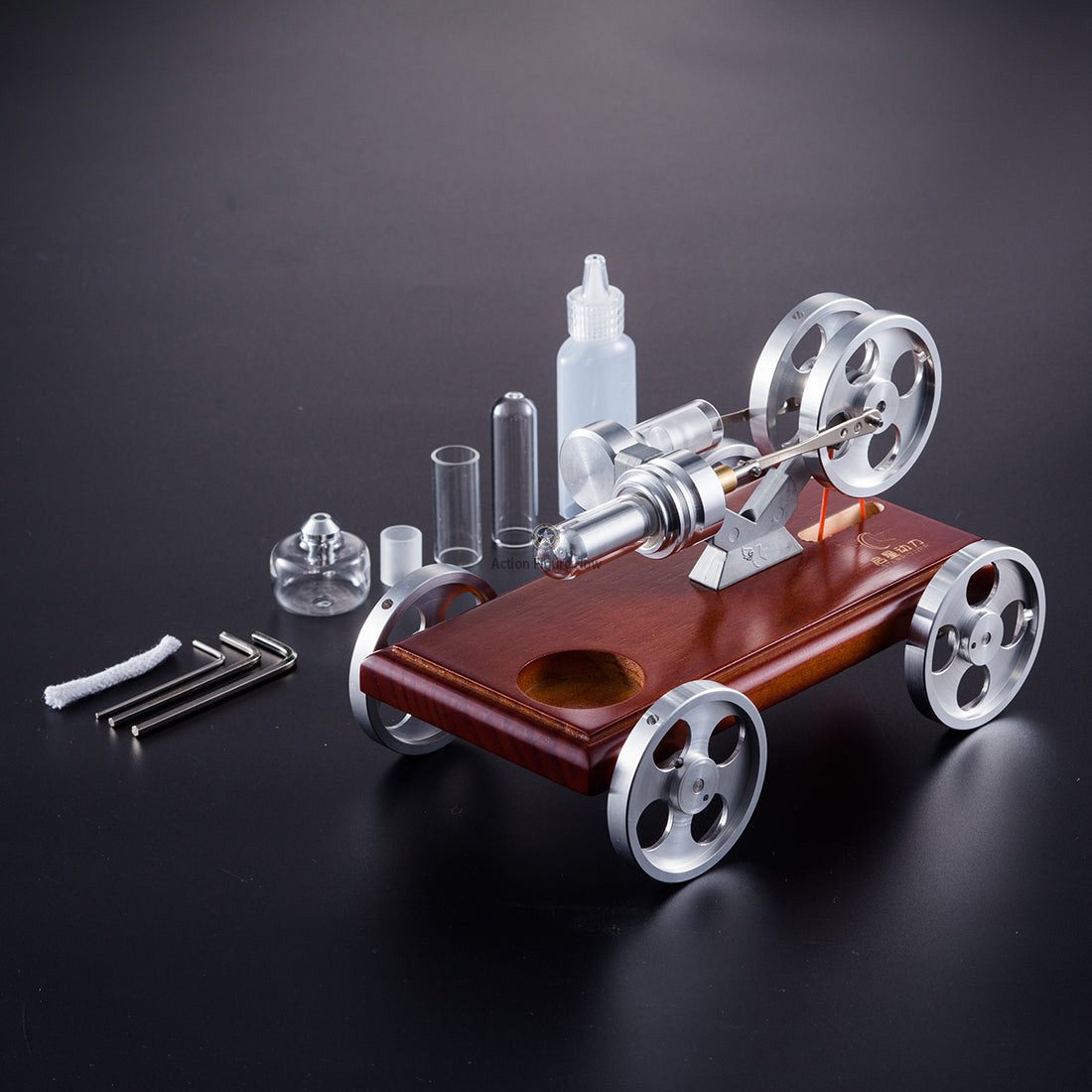 ENJOMOR Stirling Engine Tricycle: Walkable, Manually Steerable Car Model Toy ENJOMOR Stirling Engine Tricycle: Walkable, Manually Steerable Car Model Toy