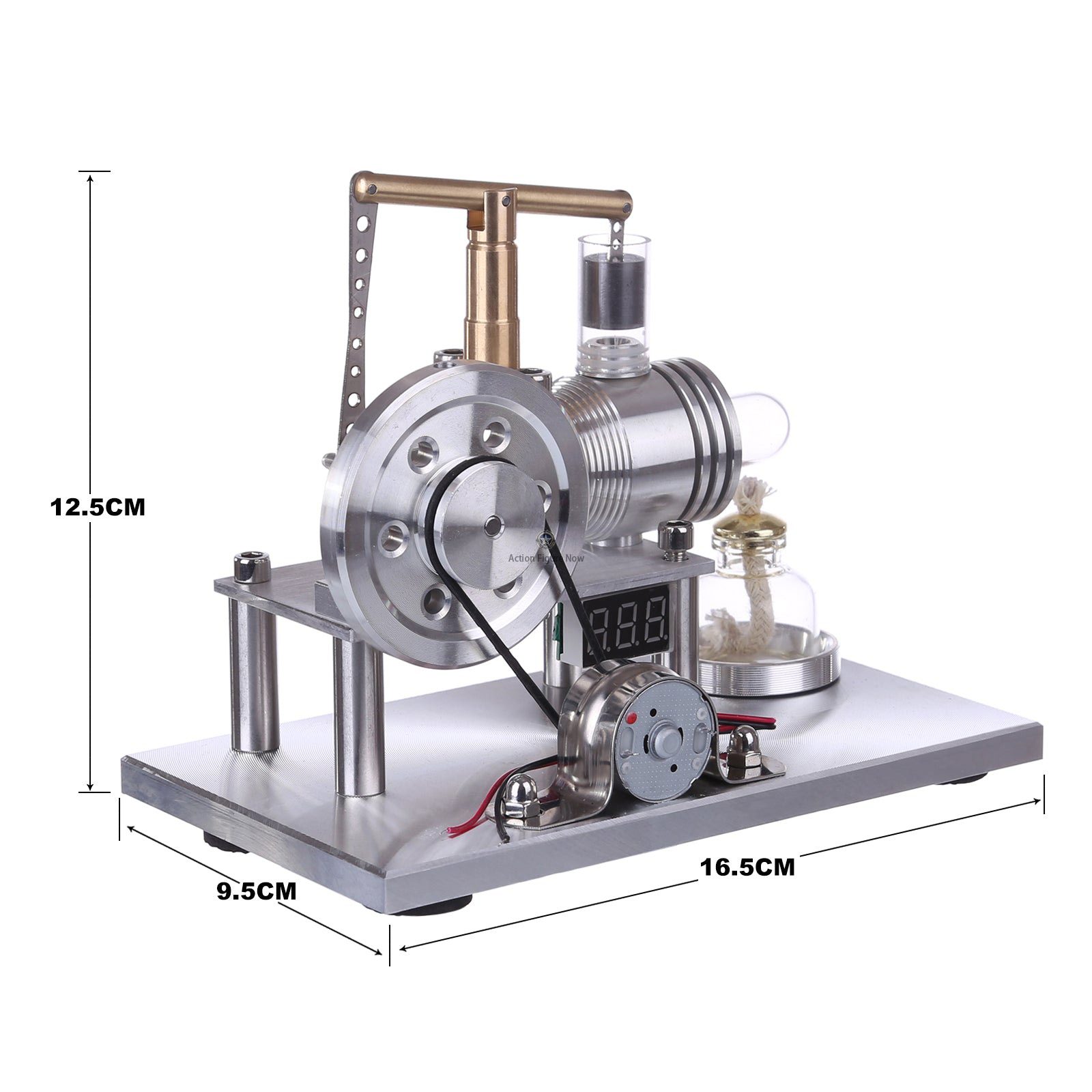 Custom Stirling Engine Generator Model with Voltage Digital Display and LED Bulb Custom Stirling Engine Generator Model with Voltage Digital Display and LED Bulb