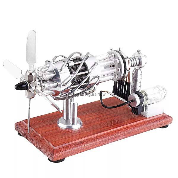 16-Cylinder Stirling Engine Model Collectible with Quartz Tube