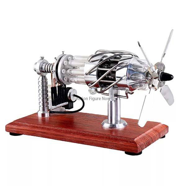 16-Cylinder Stirling Engine Model Collectible with Quartz Tube