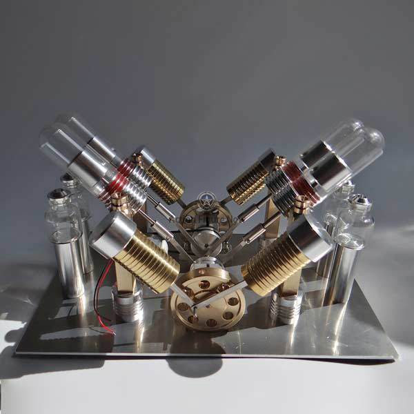 4 Cylinder V-Shape External Combustion Stirling Engine Generator Model 4 Cylinder V-Shape External Combustion Stirling Engine Generator Model