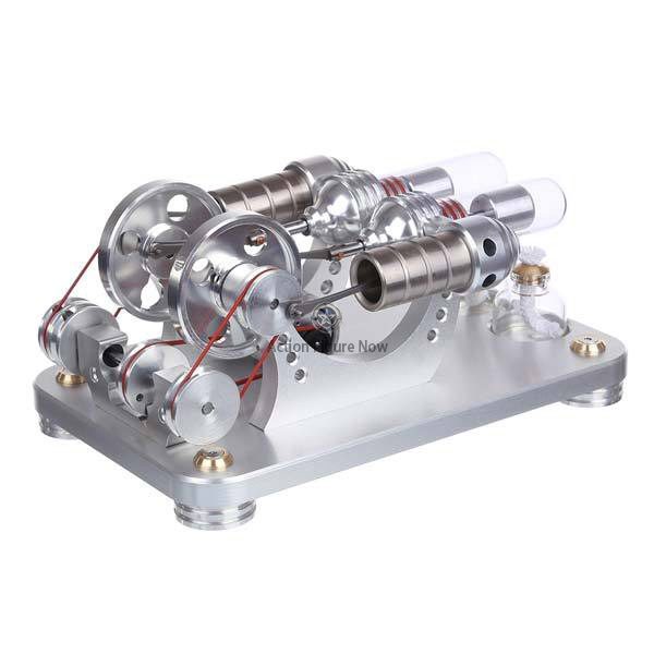 2-Cylinder Stirling Engine Electricity Generator Education Toy Model with Colorful LED Illumination (M14-22-D) 2-Cylinder Stirling Engine Electricity Generator Education Toy Model with Colorful LED Illumination (M14-22-D)