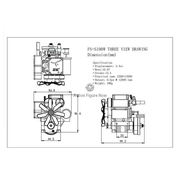 Toyan FS-S100(W) 4-Stroke RC Engine Water Cooled Four-Stroke Methanol Engine Kit for RC Car, Boat, and Plane