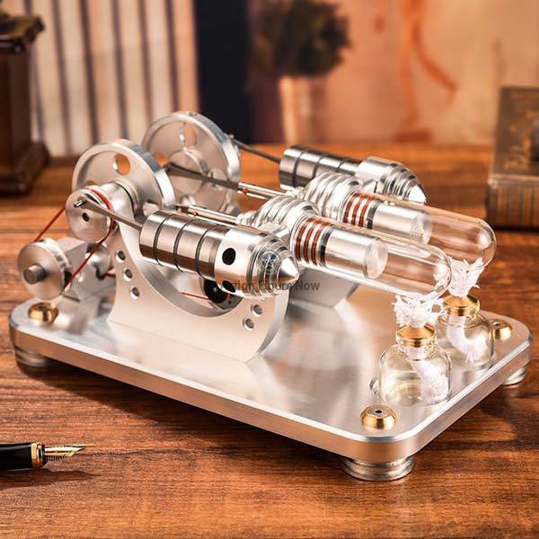 2-Cylinder Stirling Engine Electricity Generator Education Toy Model with Colorful LED Illumination (M14-22-D) 2-Cylinder Stirling Engine Electricity Generator Education Toy Model with Colorful LED Illumination (M14-22-D)