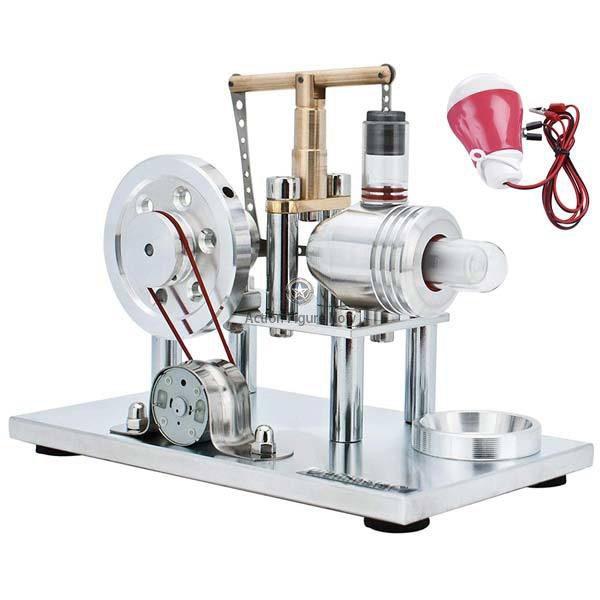 Hot Air Stirling Generator Engine Kit with LED and Light Bulb - Enginediy