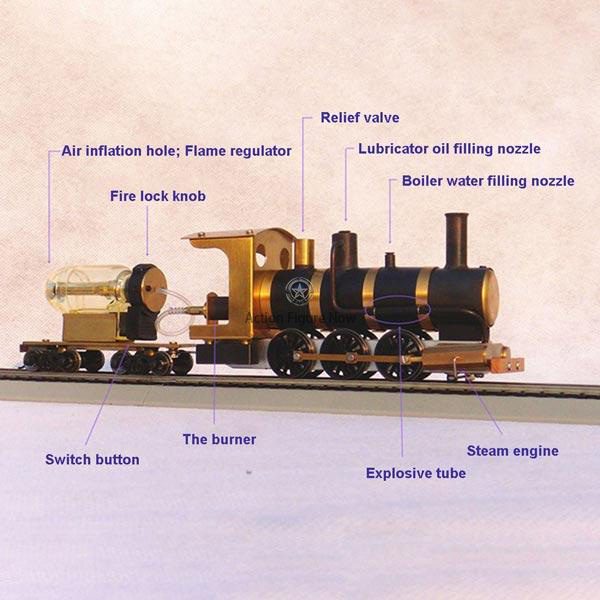1:87 HO Scale Live Steam Locomotive Engine with Boiler and Fuel Tank
