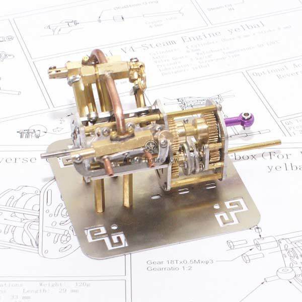Mini Craftsman V4 Steam Engine with Reverse Gearbox, Toy and Educational STEM Gift