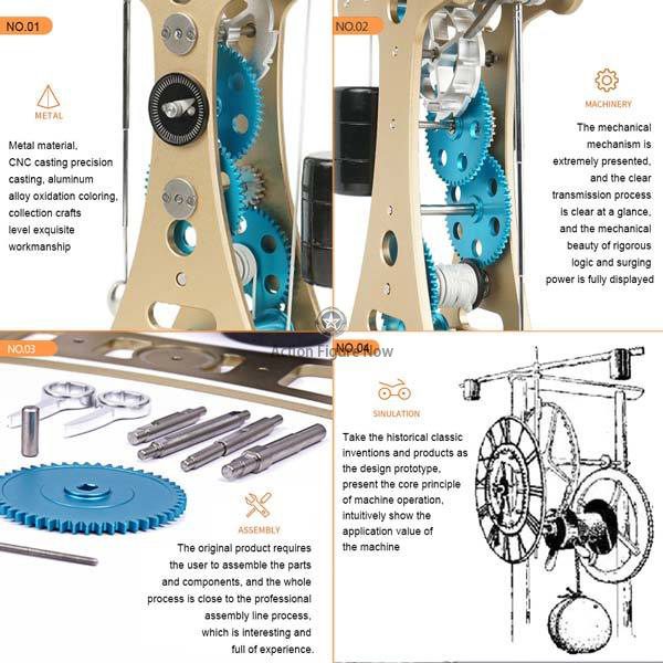 DIY Model Engine Kit: Full Metal Galileo Pendulum Clock Engine Assembly Kit Toy Gift DIY Model Engine Kit: Full Metal Galileo Pendulum Clock Engine Assembly Kit Toy Gift