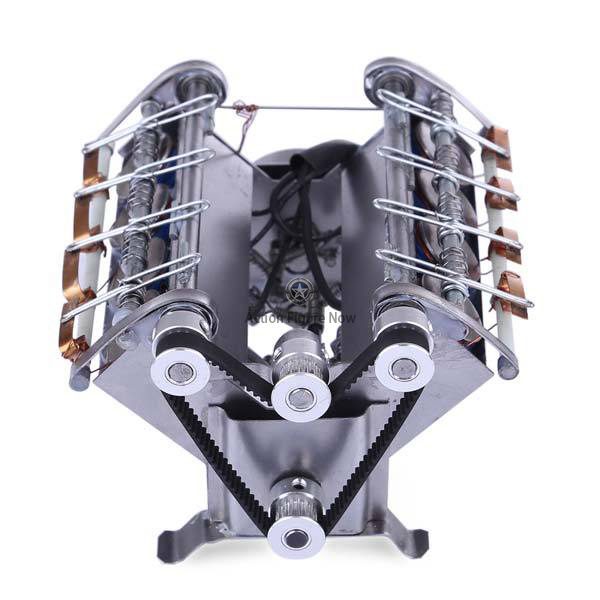 V8 Electromagnetic Motor Engine DIY Runnable Science Project 24V Generator