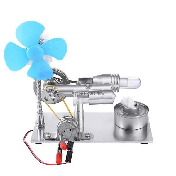 Stirling Engine Model with Fan and Bulb: Educational Toy Generator Kit