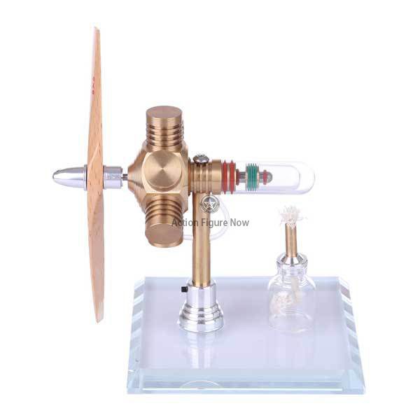Hexagonal Shape Free Piston Stirling Engine Kit with Wooden Propeller