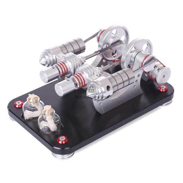 Stirling Engine Kit - Two Cylinder External Combustion Engine Model with Electricity Generator