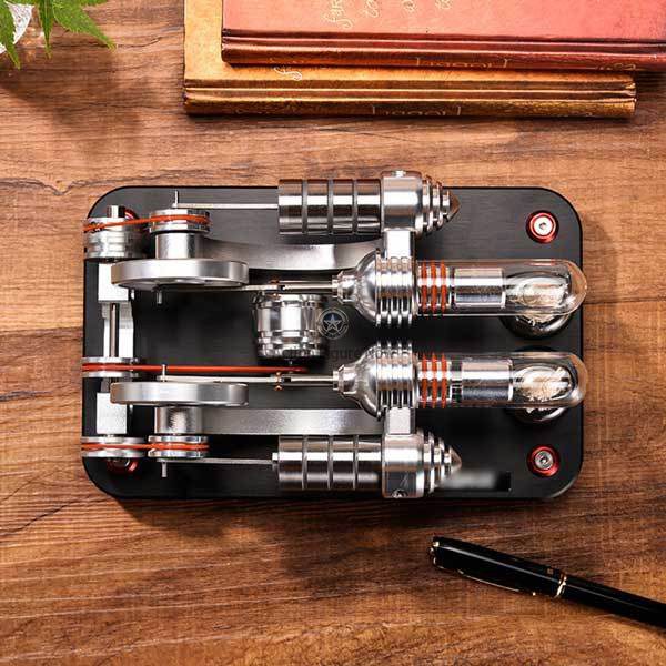 Stirling Engine Kit: Two-Cylinder Stirling Engine with Electrical Generator, Ideal for Model Builders and Educational Collections Stirling Engine Kit: Two-Cylinder Stirling Engine with Electrical Generator, Ideal for Model Builders and Educational Collections